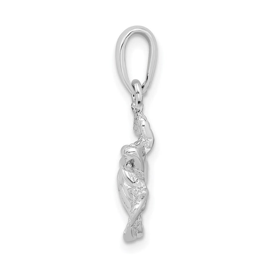 De-Ani Sterling Silver Rhodium-Plated Polished Large Sea Turtle Pendant QC9844