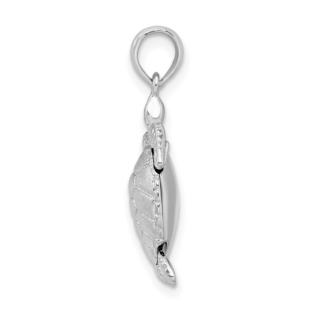 De-Ani Sterling Silver Rhodium-plated Polished 3D Moveable Sea Turtle Pendant QC9846