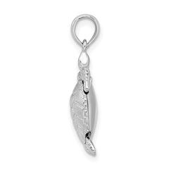 De-Ani Sterling Silver Rhodium-plated Polished 3D Moveable Sea Turtle Pendant QC9846