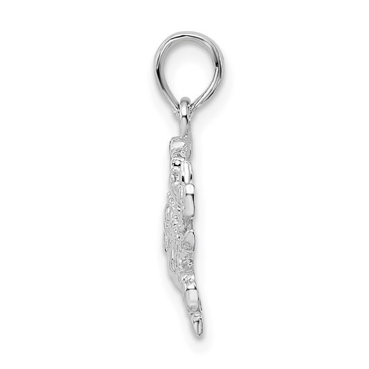 De-Ani Sterling Silver Rhodium-Plated Polished Blue Crab Pendant QC9850