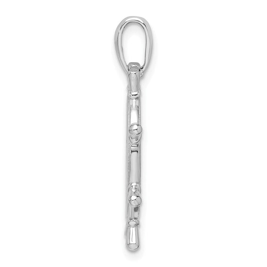 De-Ani Sterling Silver Rhodium-Plated Polished Cut-Out 3D Ships Wheel Pendant QC9873