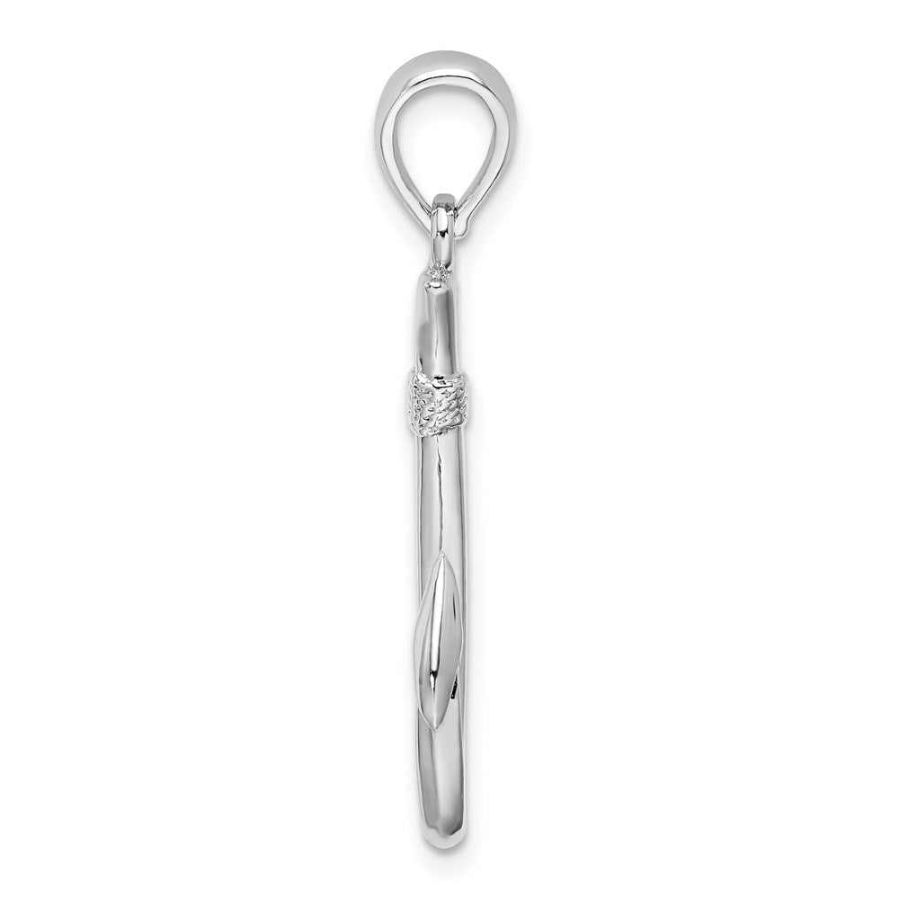 De-Ani Sterling Silver Rhodium-Plated Polished 3D Fish Hook Pendant QC9880