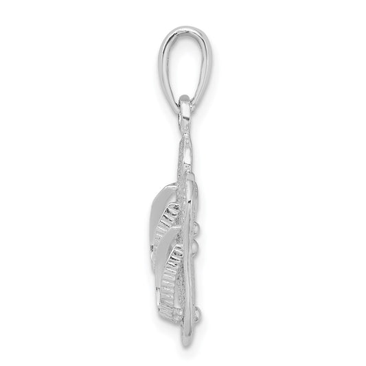 De-Ani Sterling Silver Rhodium-Plated Polished 3D Flip-flops Pendant QC9882
