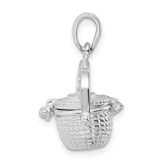 De-Ani Sterling Silver Rhodium-Plated 3D Moveable Large Nantucket Basket Pendant QC9883
