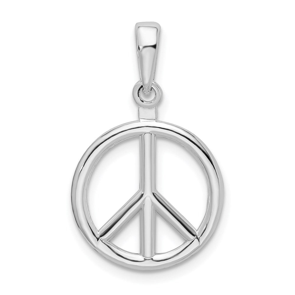 De-Ani Sterling Silver Rhodium-Plated Polished Peace Symbol Pendant QC9886