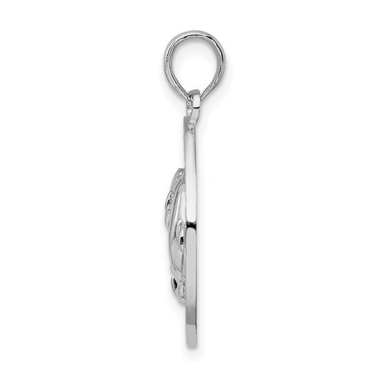 De-Ani Sterling Silver Rhodium-Plated Textured Turks and Caicos Dolphins Pendant QC9893