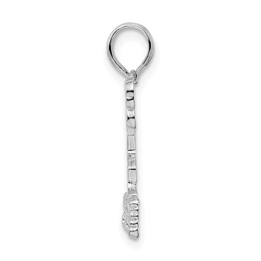 De-Ani Sterling Silver Rhodium-Plated Polished Turks and Caicos Flamingo Pendant QC9895