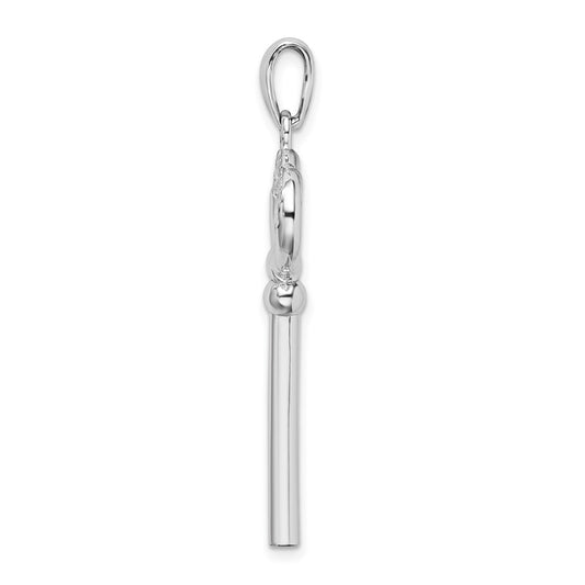 De-Ani Sterling Silver Rhodium-Plated 3D Key to My Heart Key Pendant QC9897