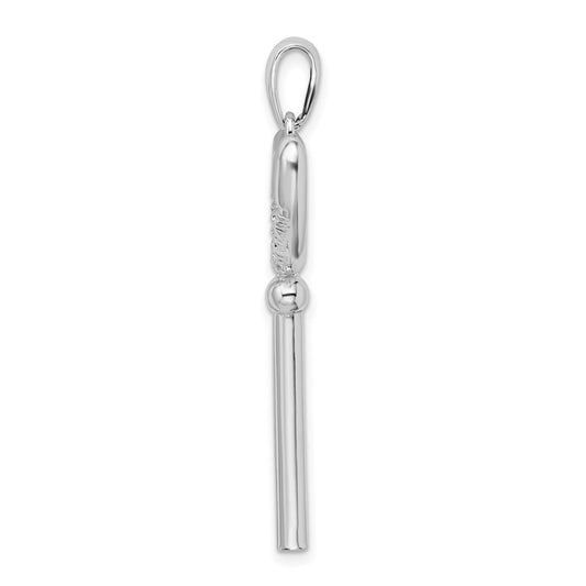 De-Ani Sterling Silver Rhodium-Plated 3D Key to My Heart Pretzel Top Key Pendant QC9898