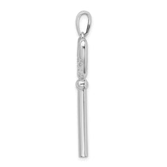De-Ani Sterling Silver Rhodium-Plated 3D Key to My Heart Pretzel Top Key Pendant QC9898