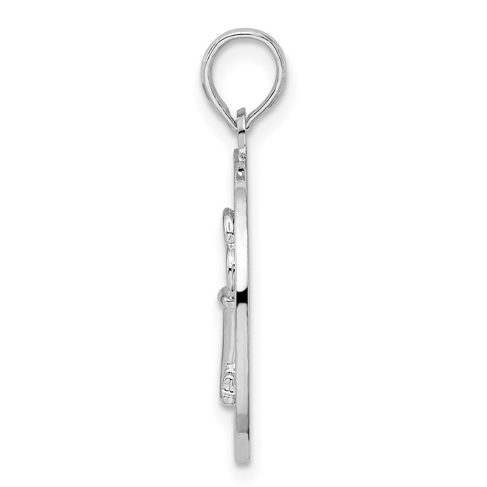 De-Ani Sterling Silver Rhodium-Plated Textured Siesta Key Florida with Key Pendant QC9916