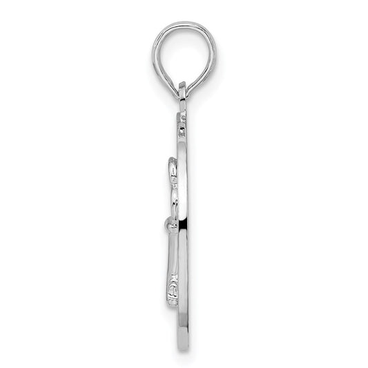 De-Ani Sterling Silver Rhodium-Plated Textured Siesta Key Florida with Key Pendant QC9916