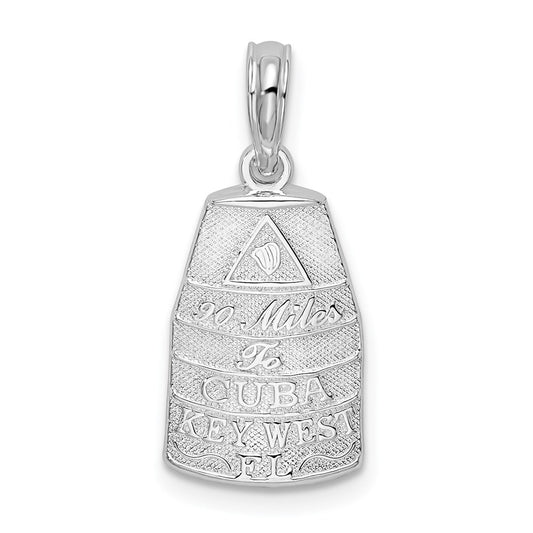 De-Ani Sterling Silver Rhodium-Plated Polished Small Key West USA Pendant QC9921