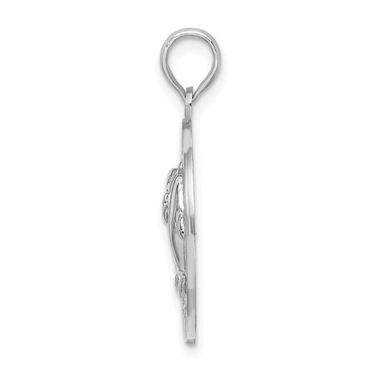De-Ani Sterling Silver Rhodium-Plated Textured Key West with Dolphins Pendant QC9922