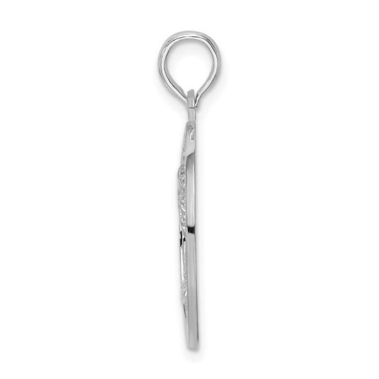 De-Ani Sterling Silver Rhodium-Plated Textured Key West with Palm Tree Pendant QC9923