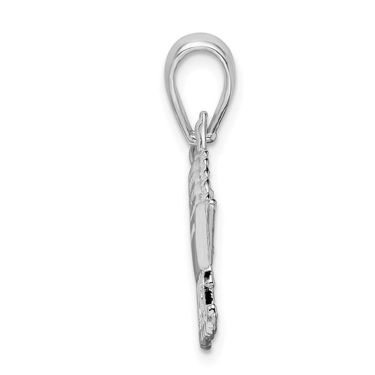 De-Ani Sterling Silver Rhodium-Plated Polished Key West Cruise Ship Pendant QC9925