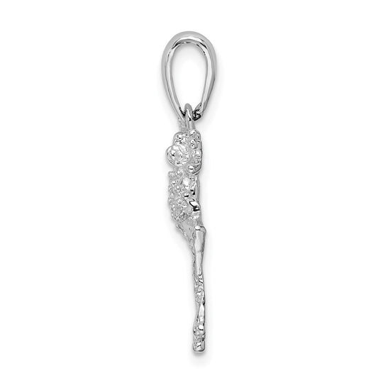 De-Ani Sterling Silver Rhodium-Plated Polished Jumping Frog Pendant QC9932