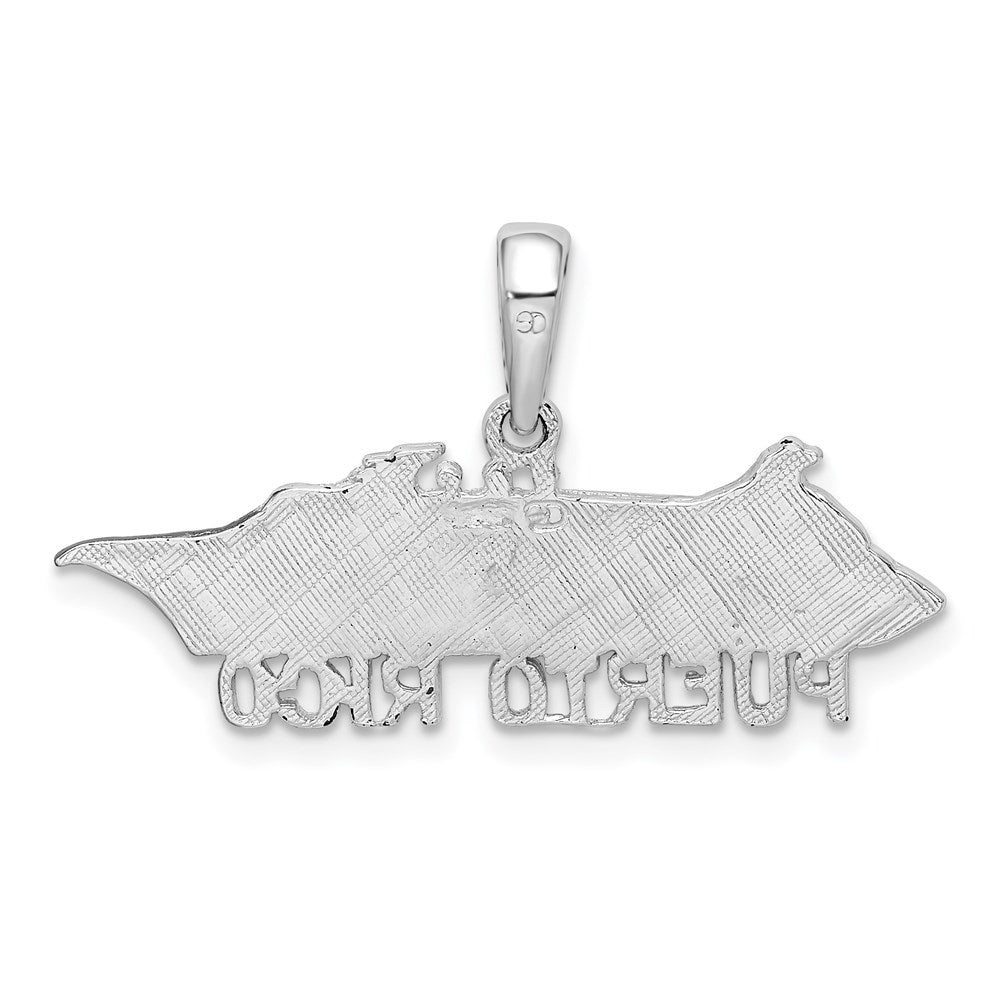De-Ani Sterling Silver Rhodium-Plated Polished Puerto Rico Cruise Ship Pendant QC9937