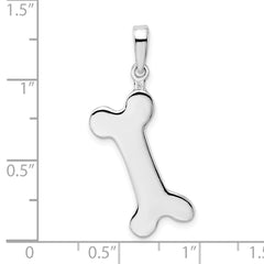 De-Ani Sterling Silver Rhodium-plated Polished Engraveable Dog Bone Pendant QC9959
