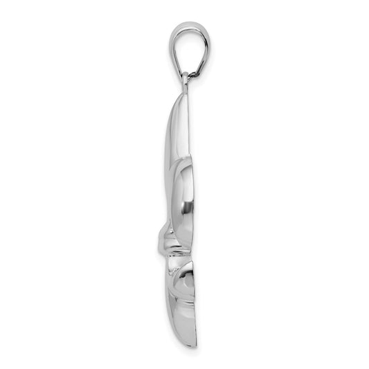De-Ani Sterling Silver Rhodium-Plated Polished Large Fleur de Lis Pendant QC9960