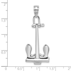 De-Ani Sterling Silver Rhodium-Plated 3D Moveable Navy Anchor Pendant QC9963