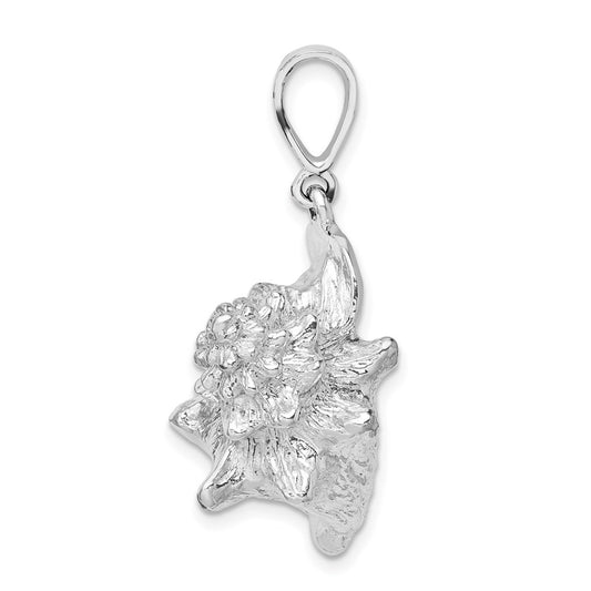 De-Ani Sterling Silver Rhodium-Plated Polished 3D Conch Shell Pendant QC9965