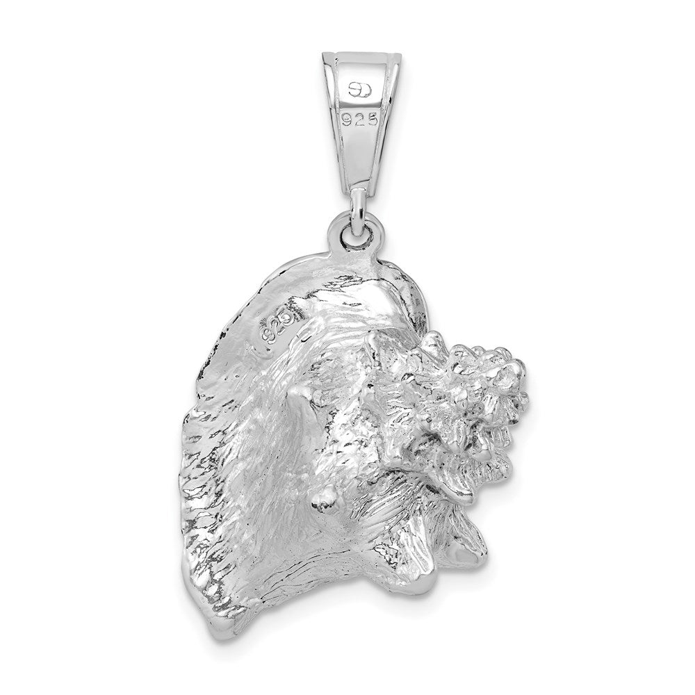 De-Ani Sterling Silver Rhodium-Plated Polished 3D Conch Shell Pendant QC9965