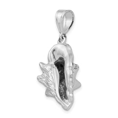 De-Ani Sterling Silver Rhodium-Plated Polished 3D Conch Shell Pendant QC9965