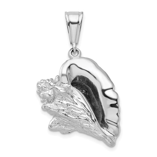 De-Ani Sterling Silver Rhodium-Plated Polished 3D Conch Shell Pendant QC9965