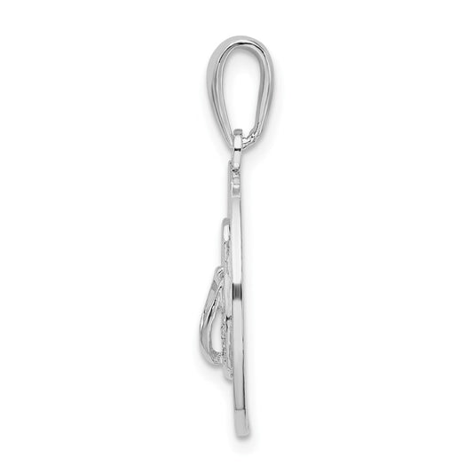 De-Ani Sterling Silver Rhodium-Plated Long Beach Island New Jersey with Flip-flop Pendant QC9972