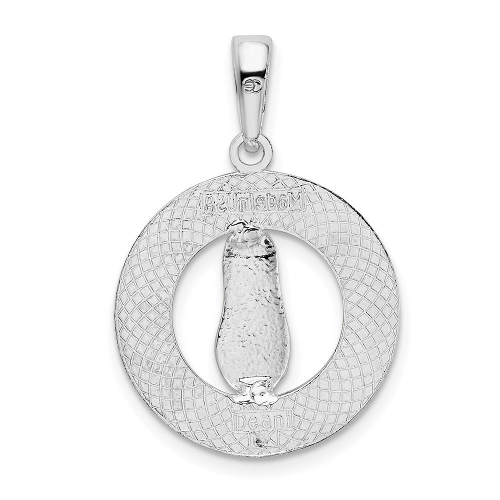 De-Ani Sterling Silver Rhodium-Plated Long Beach Island New Jersey with Flip-flop Pendant QC9972