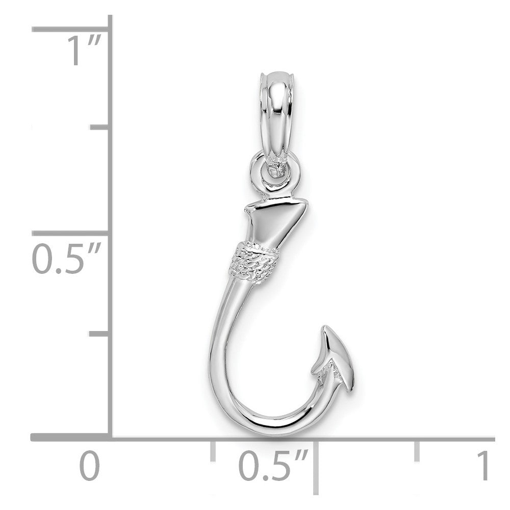 De-Ani Sterling Silver Rhodium-Plated Polished 3D Fish Hook Pendant QC9975