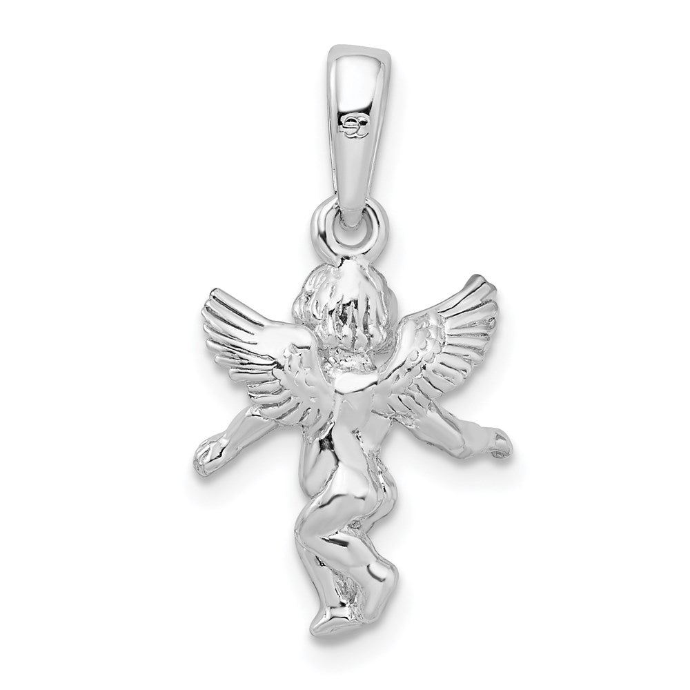 De-Ani Sterling Silver Rhodium-Plated Polished 3D Guardian Angel Pendant QC9976
