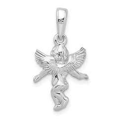De-Ani Sterling Silver Rhodium-Plated Polished 3D Guardian Angel Pendant QC9976