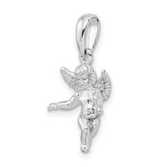 De-Ani Sterling Silver Rhodium-Plated Polished 3D Guardian Angel Pendant QC9976
