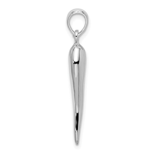 De-Ani Sterling Silver Rhodium-Plated Polished 3D Italian Horn Pendant QC9979