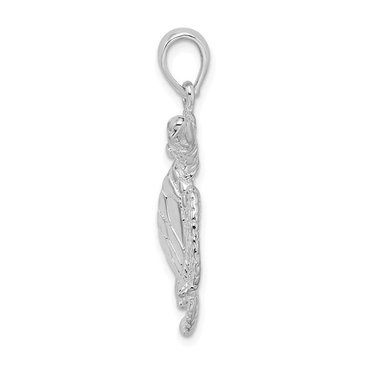 De-Ani Sterling Silver Rhodium-Plated Polished Large Swimming Sea Turtle Pendant QC9980