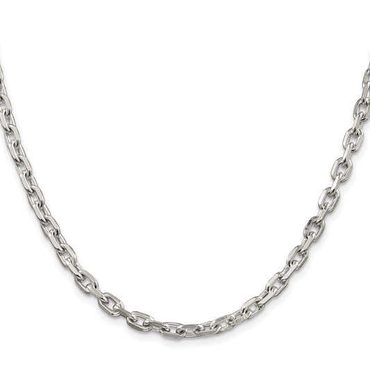 Sterling Silver Rhodium-plated 4.9mm Beveled Oval Cable ChainQCA150R