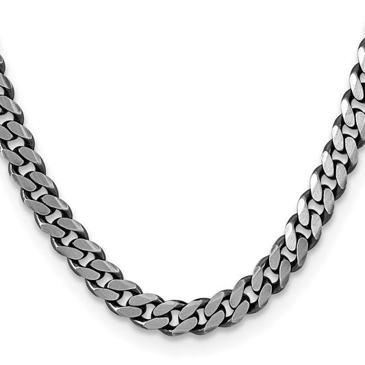 Sterling Silver Antiqued 8.3mm Curb ChainQCB220A