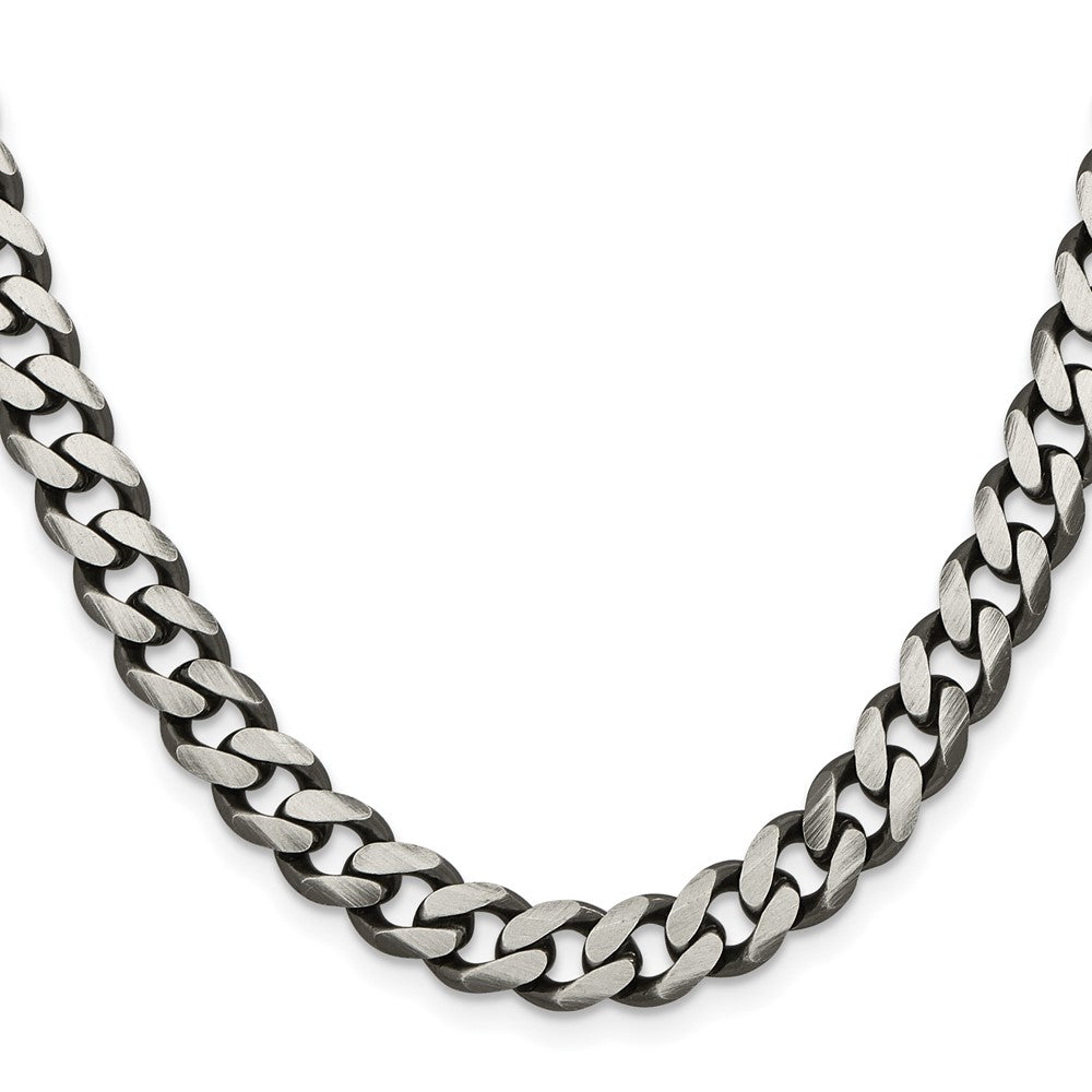 Sterling Silver Antiqued 9.3mm Curb ChainQCB250A