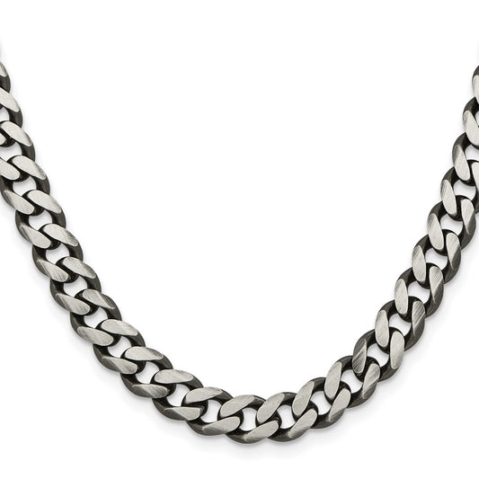 Sterling Silver Antiqued 9.3mm Curb ChainQCB250A