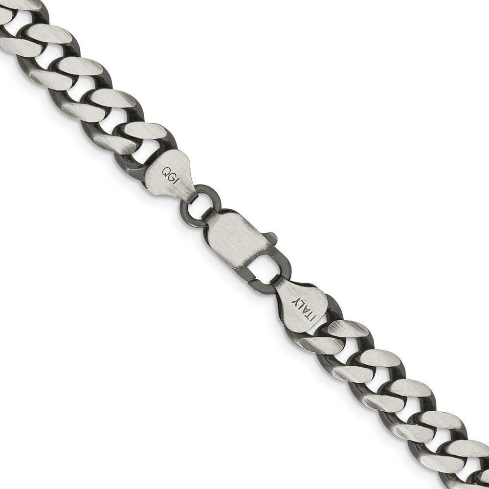 Sterling Silver Antiqued 9.3mm Curb ChainQCB250A