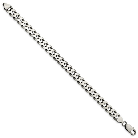Sterling Silver Antiqued 9.3mm Curb Chain QCB250A-8