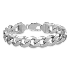 Sterling Silver Rhodium-plated 13mm Curb Chain QCB350R-8