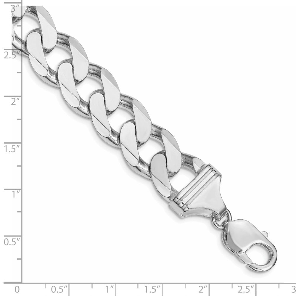 Sterling Silver Rhodium-plated 14.5mm Curb Chain QCB400R-8