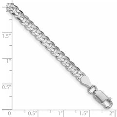 Sterling Silver Rhodium-plated 4.5mm Concave Beveled Curb Chain QCBC120R-8