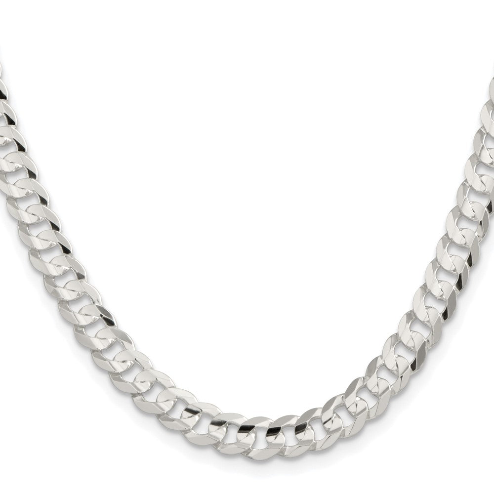 Sterling Silver Rhodium-plated 6.75mm Concave Beveled Curb ChainQCBC180R