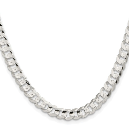 Sterling Silver Rhodium-plated 6.75mm Concave Beveled Curb ChainQCBC180R