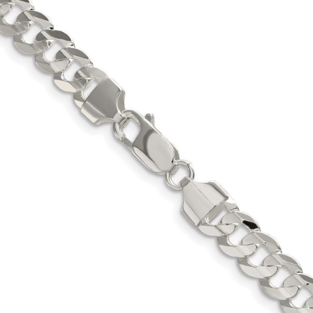Sterling Silver Rhodium-plated 6.75mm Concave Beveled Curb ChainQCBC180R