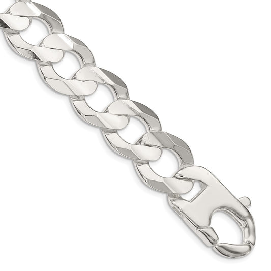 Sterling Silver 15.75mm Concave Beveled Curb Chain QCBC400-8